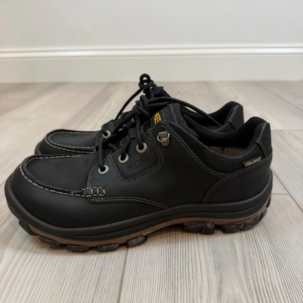 NEW Keen Nopo Lace Mens 8 Black Leather Waterproof Hiking Shoes 13025-BLCK